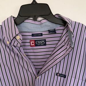 Chaps Men's Lavender and White Striped Shirt